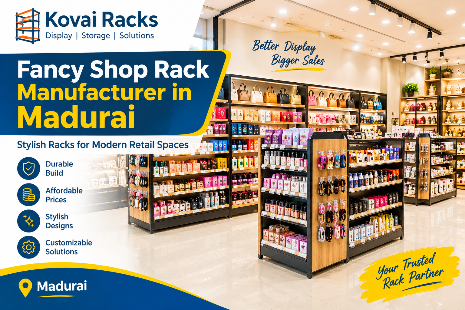 Trusted Fancy Shop Rack Manufacturer in Madurai for Durable, Affordable & Stylish Retail Display Solutions